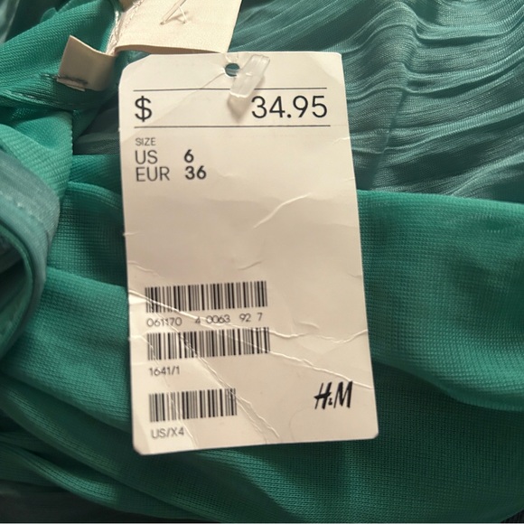 NWT H&M Sheer Pleated Sleeveless High-Low Dress Green Size 6 NWT - Picture 5 of 5